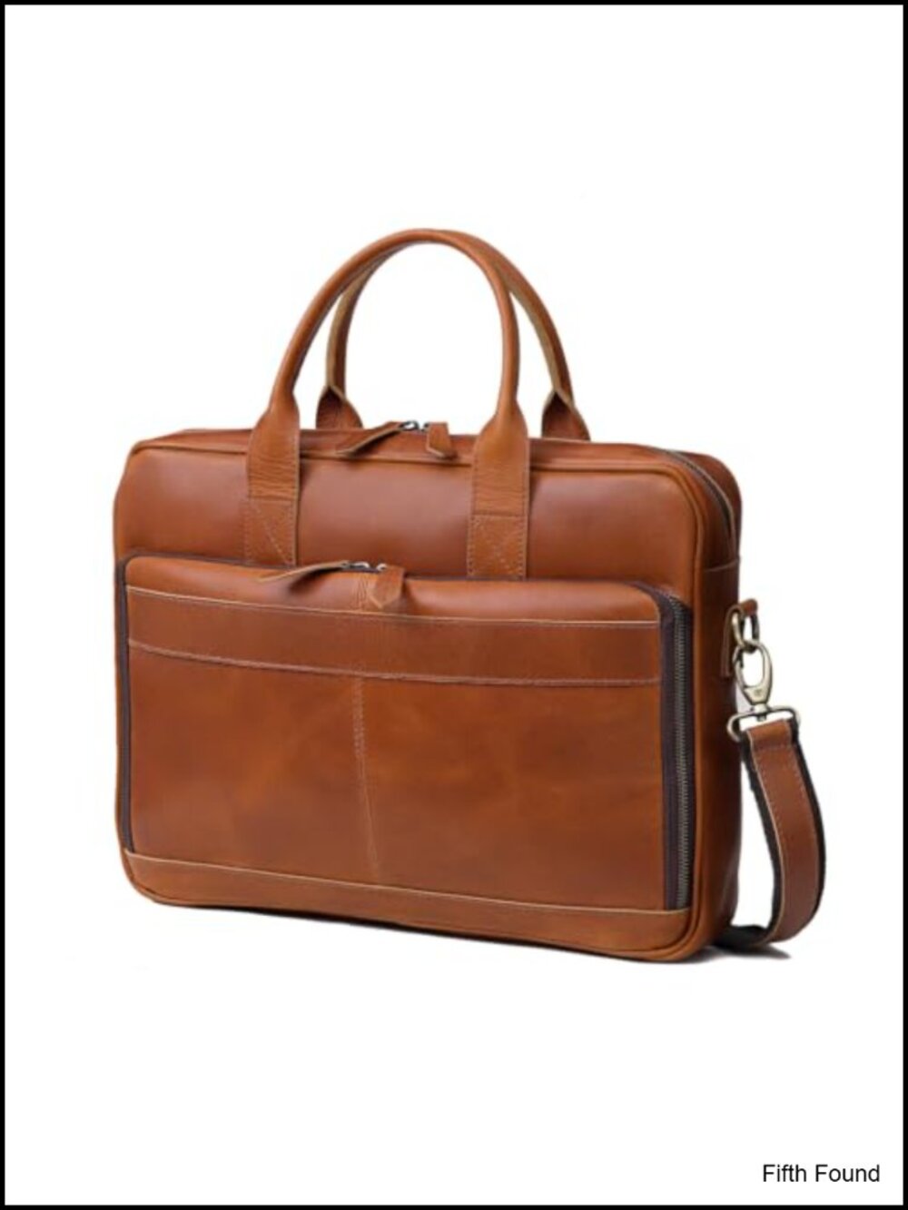 Hunter Brown Buffalo Leather Briefcase Messenger Bag for Men